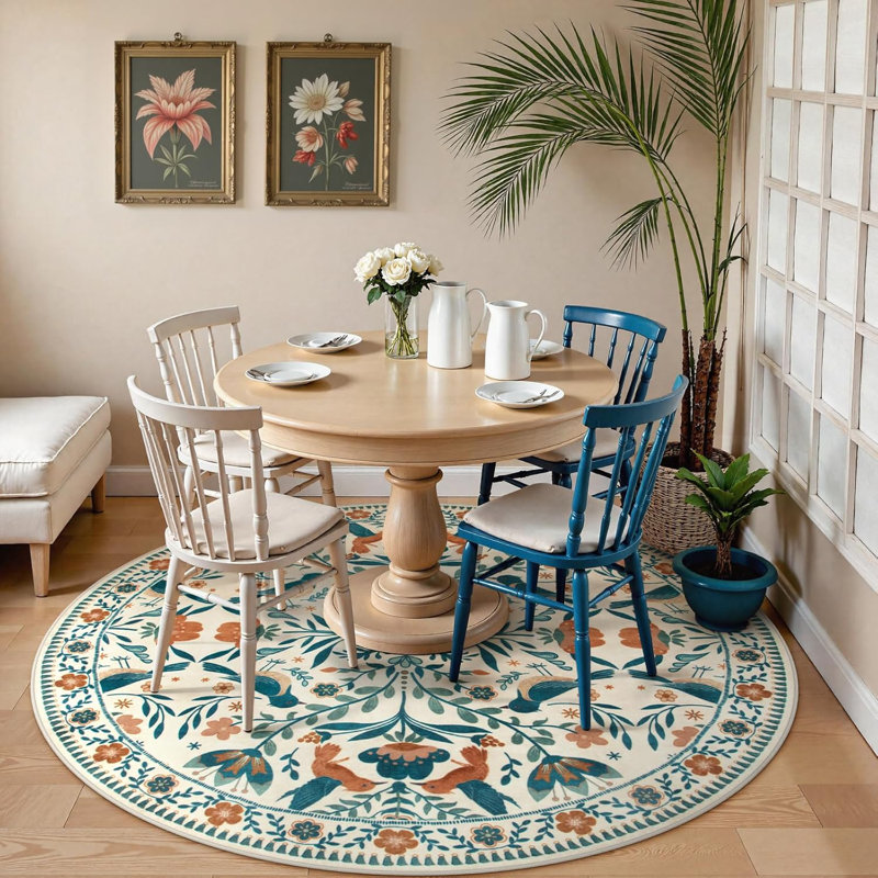  Tapis lavables Boho Bird, Rond 6 pi