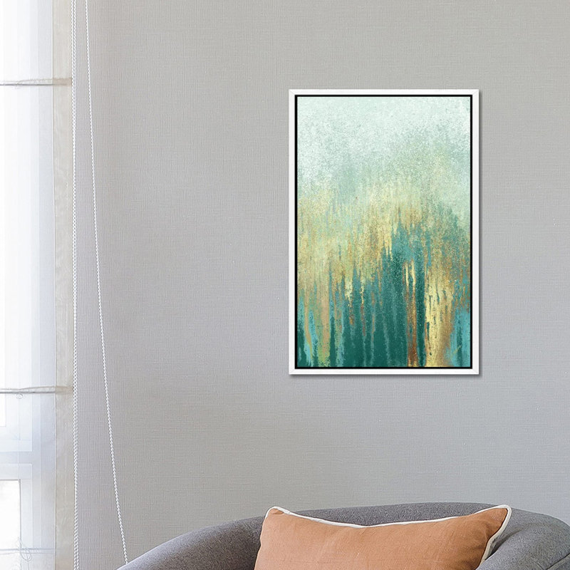 Teal Golden Woods by Roberto Gonzalez - Floater Frame Gallery-Wrapped Canvas Giclée on Canvas, White, 66.04 cm H x 45.72 cm W
