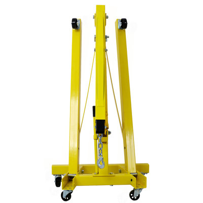 2 Ton Folding Engine Hoist Cherry Picker Shop Crane Hoist Lift, Heavy Duty Steel With 6 Iron Caster Wheels (Yellow)