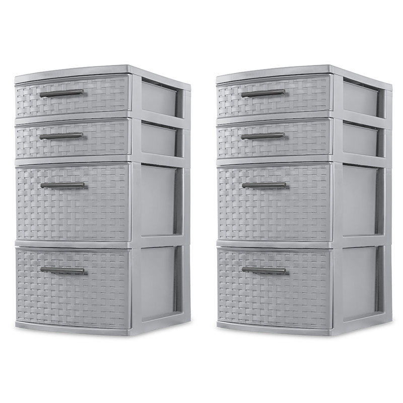 Tour de rangement 4 tiroirs Sterilite, gris