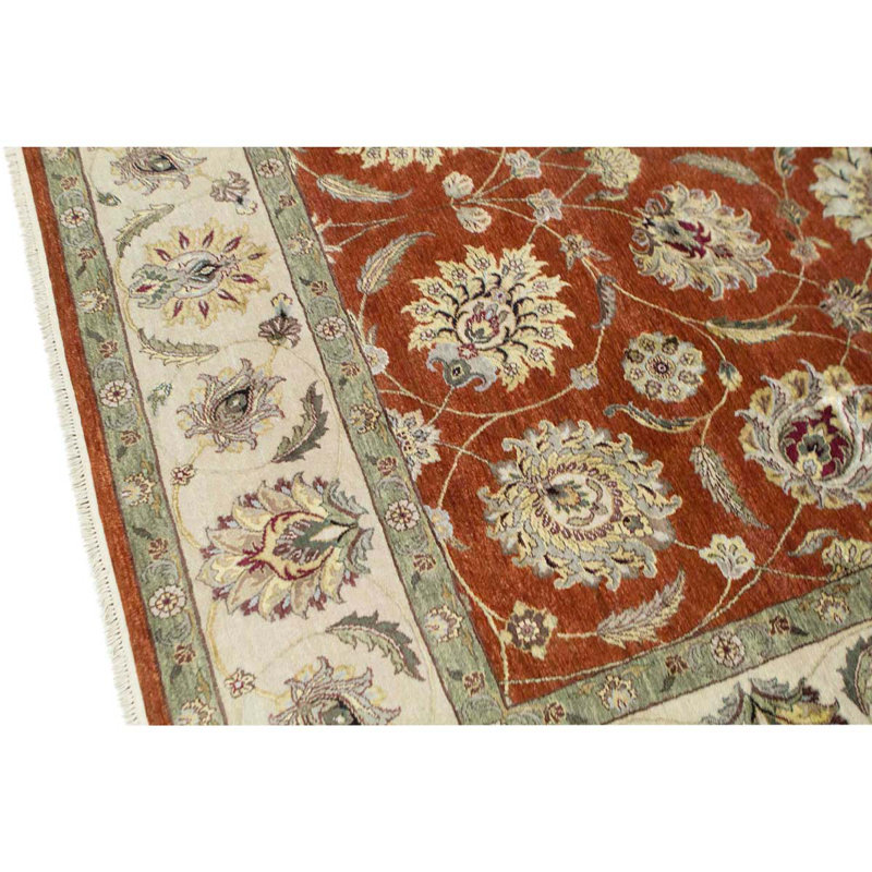 Wool Oriental Area Rug in Rust/Ivory/Gray