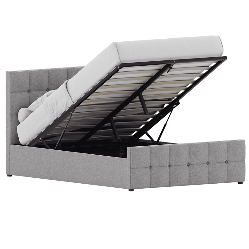 Connell Upholstered Ottoman Bed, UKFR Certified, Light Grey Linen, Double (4'6)