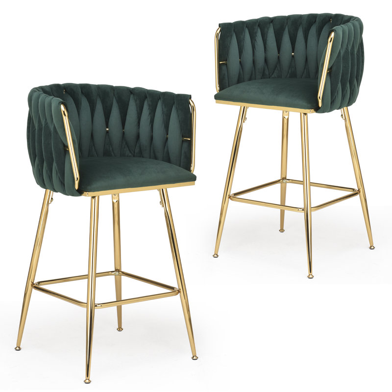 Tabouret de comptoir avec structure en métal 25,6 po Kristyn, Vert