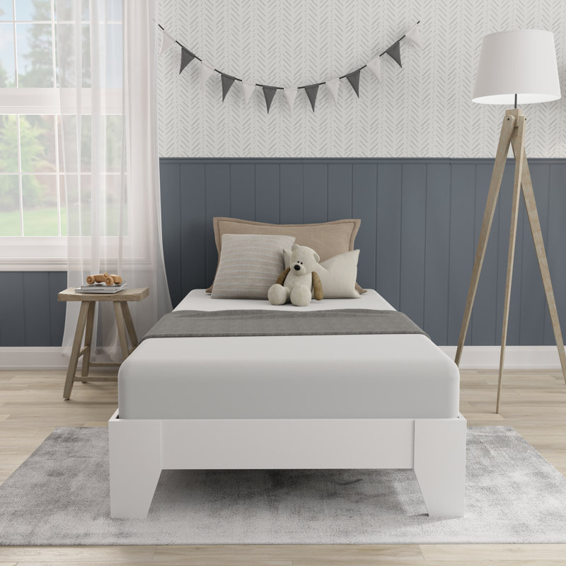 Heiss Open-Frame Bed, White, Twin