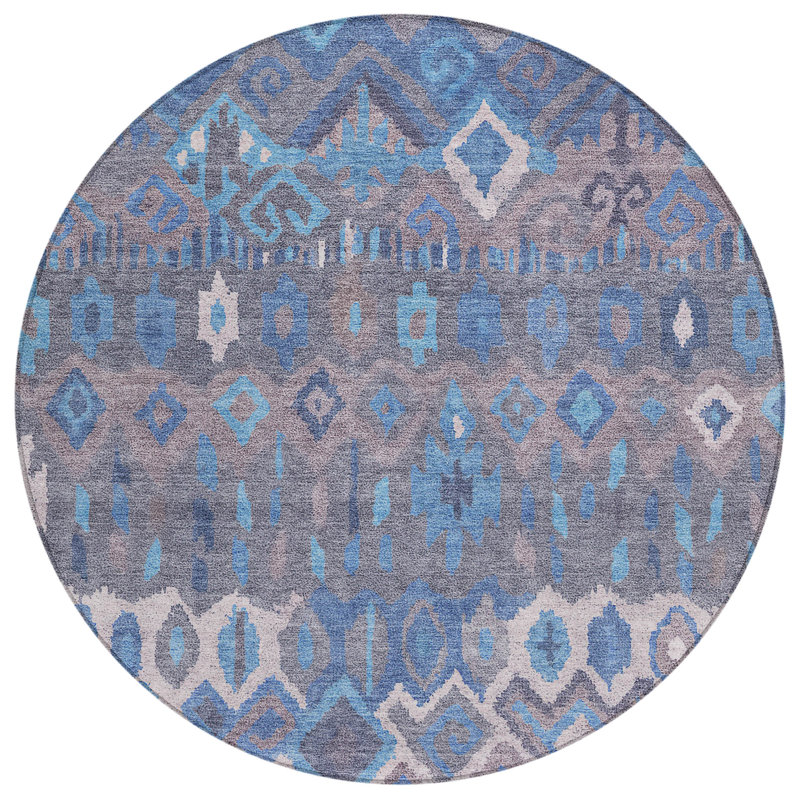 Machine Washable Indoor/Outdoor Matteson ACN2304 Casual Rug, Round 8'