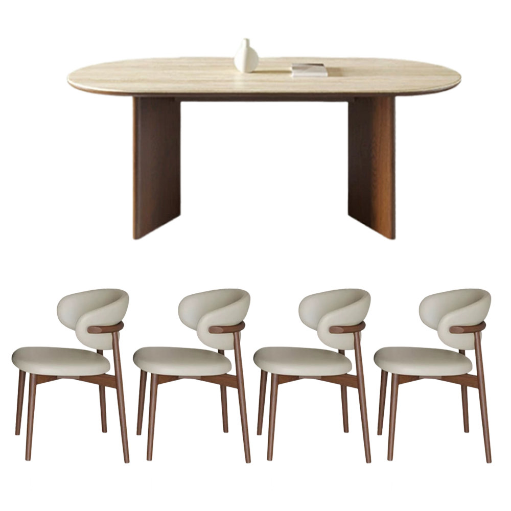 A Zoetic Home Vintage Beautiful Oval Rock Plate Dining Table Set Wayfair