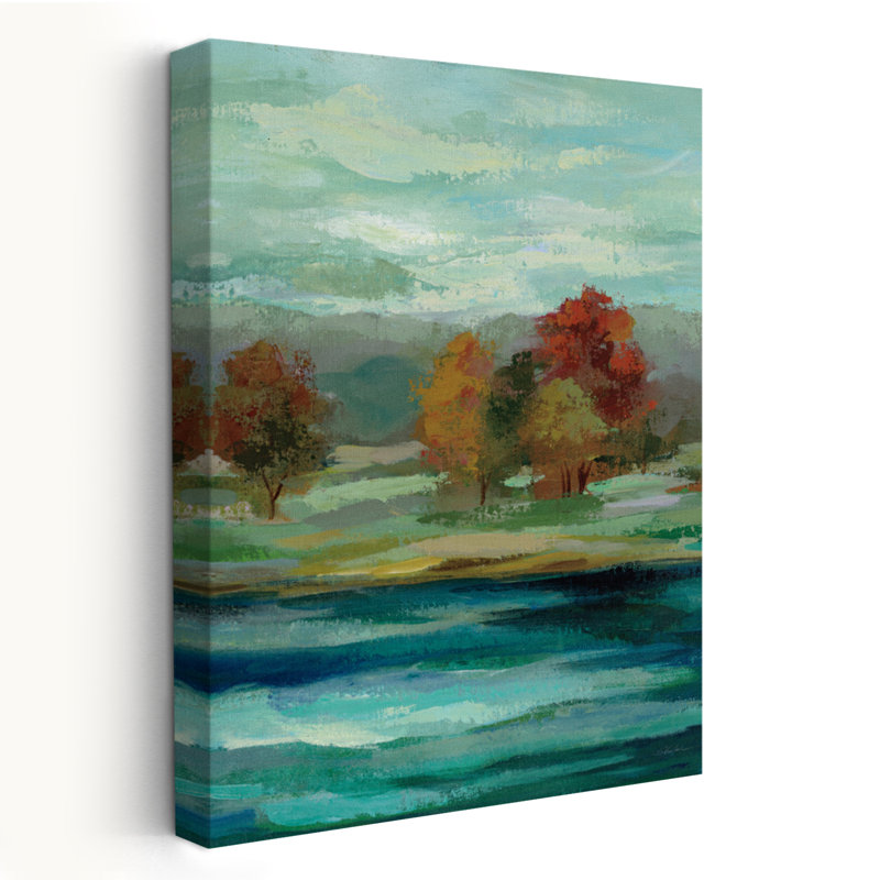 Malachite Lake I - Abstract Autumn Blue Fall, 24" H x 16" W