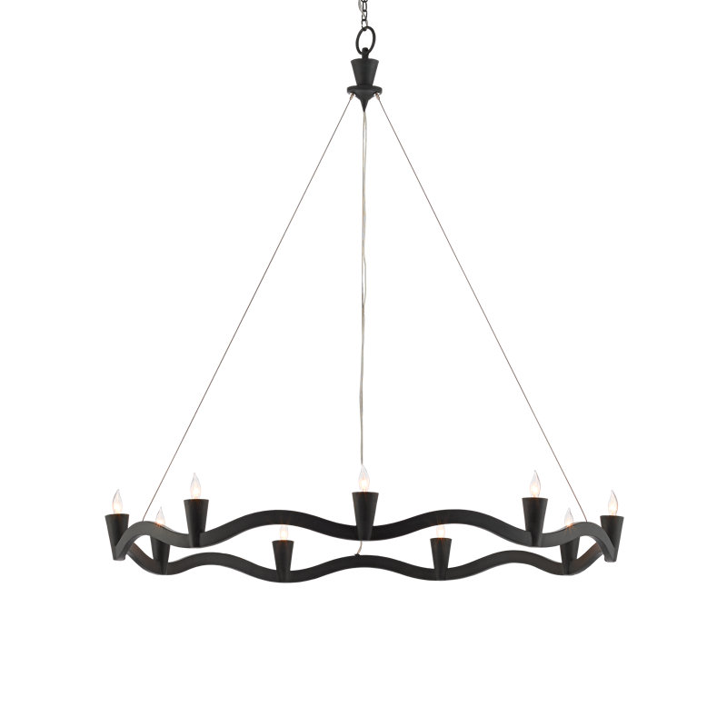 Lustre en roue de chariot à 9 lumières de style bougie Serpentina