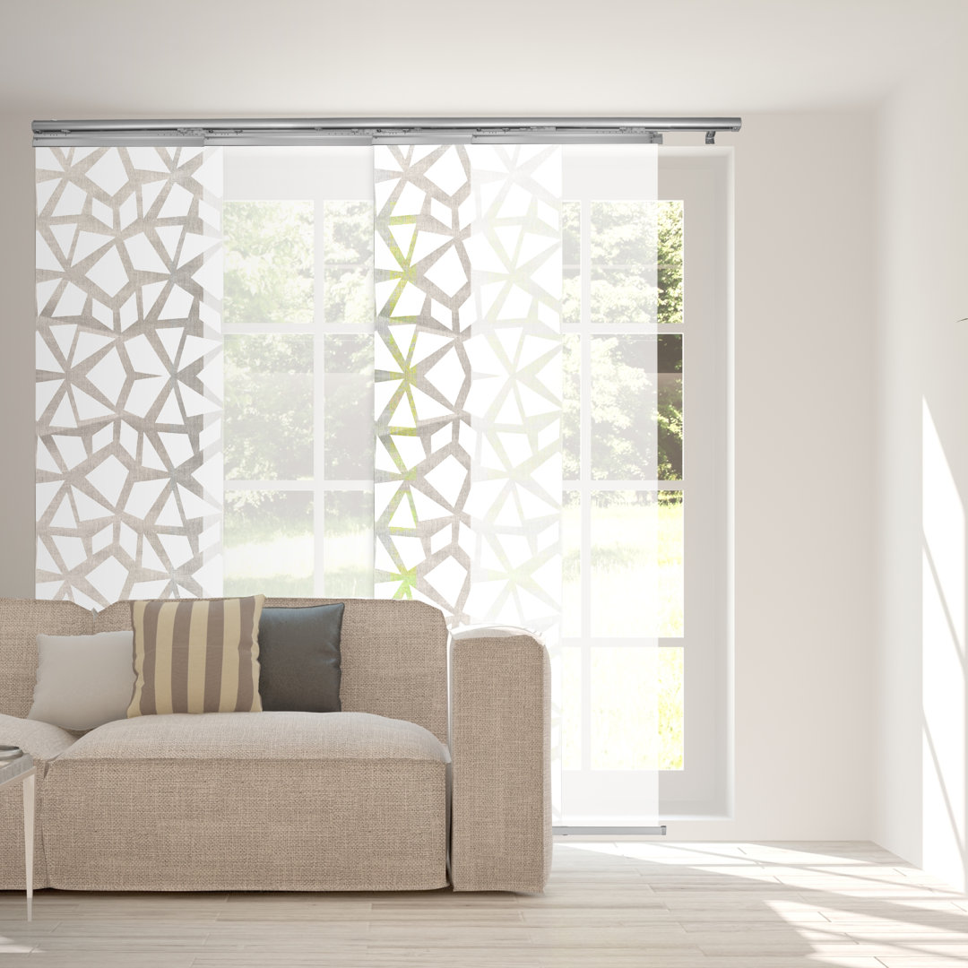 4-Panel Single Rail Panel Track Extendable 48"-88"W x 94"H, Panel width 23.5", Shattered, Winter Rod Desyne