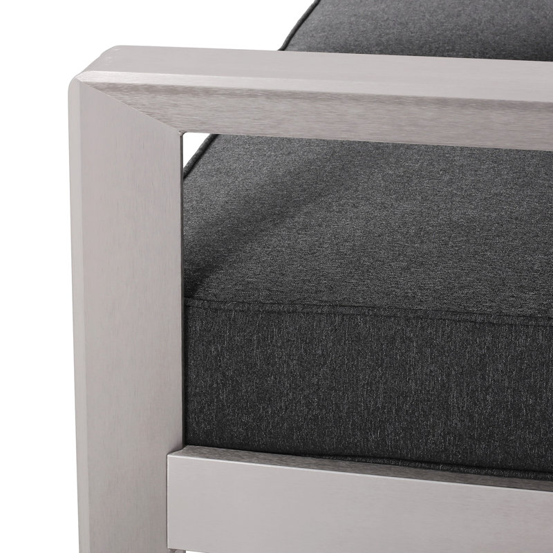 55.25'' Wide Straight Aluminum Loveseat with Cushions, Gray