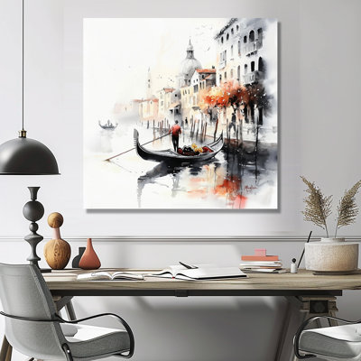 Venice's Gondola By The Canal I - Venice Canvas Print