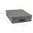 Oskar Canvas Fiberboard Document Letter Box - File Organizer Box For Important Paperwork - Document Storage With A Lid & Leather Handle - 3.3 In X 10.2 In X 13.8 In - Gray
