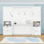 Lit escamotable en bois avec placard, tiroirs et tablettes-700415597