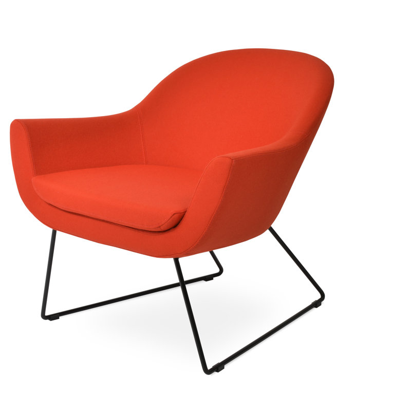 Fauteuil Madison, Noir, Laine orange