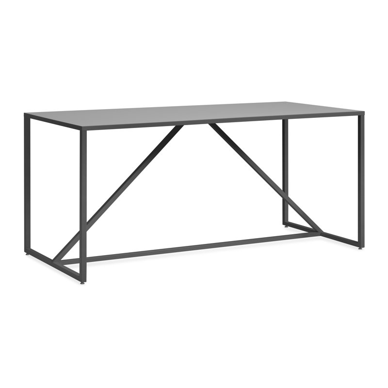 Strut Walnut Metal Base Dining Table, Bar (40" Height), Slate, 35" W x 90" L