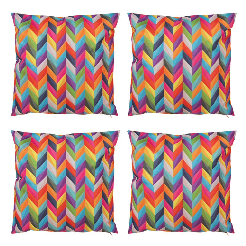 icon Indoor and Outdoor Waterproof Filled Cushion Set of 4 Rainbow Chevron