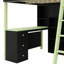 Lit mezzanine double en bois avec bureau et tiroirs, lit mezzanine avec beaucoup de rangement et éclairage-629075112