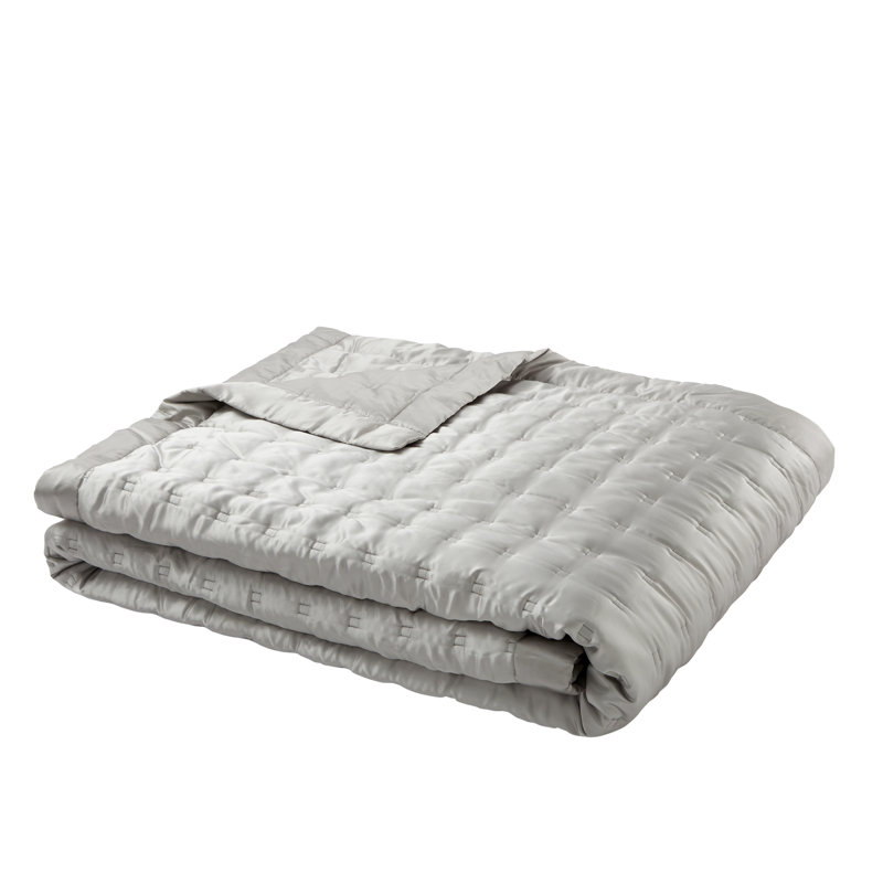 Windsor Modern & Contemporary Silk Quilted Coverlet, Queen Coverlet / Bedspread, Silver Gray