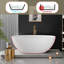 Baignoire autoportante de 61 pouces à surface solide blanc mat | Petite baignoire avec drain central | Design moderne ovale