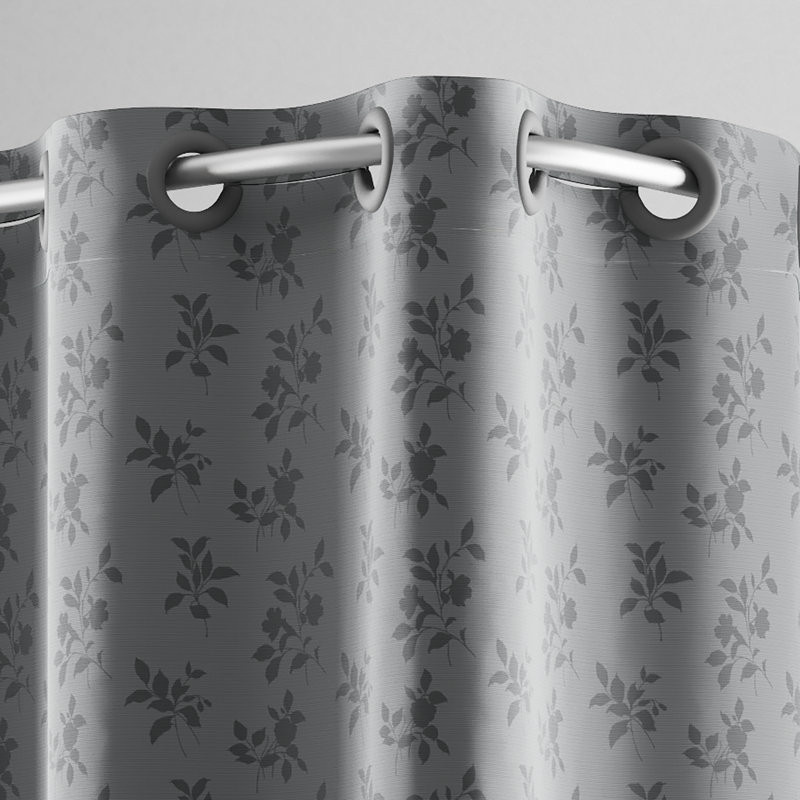 Hookless Jacquard Shower Curtain with Flex-on Rings and It's a Snap! Fabric Liner with Magnets, 71 In Wide x 74 In Long, Botanical Arboretum Print