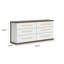 Commode Keny, 6 tiroirs, poignées champagne, bois blanc et brun