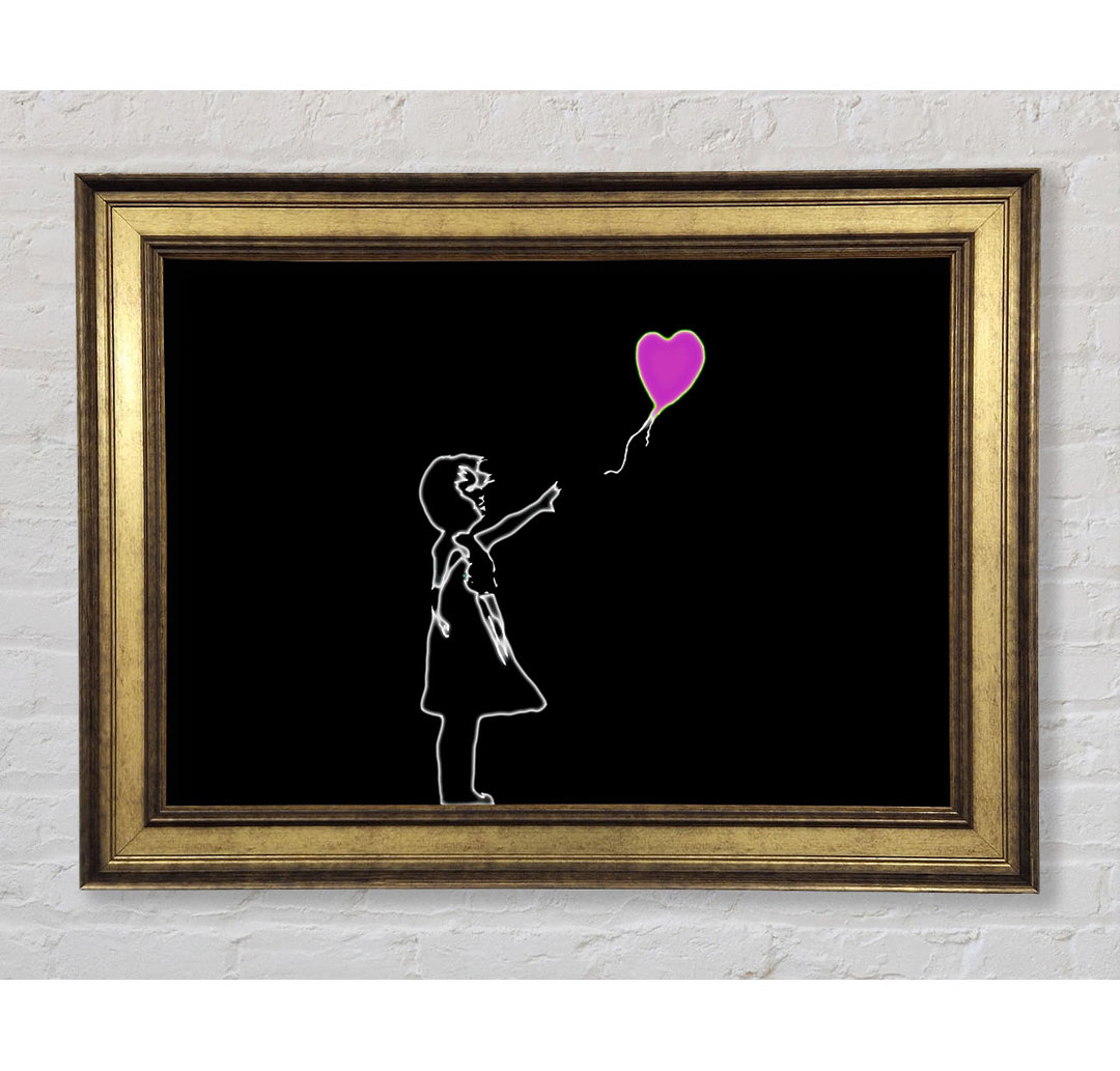 Gerahmtes Leinwandbild Love Balloon Black Pink