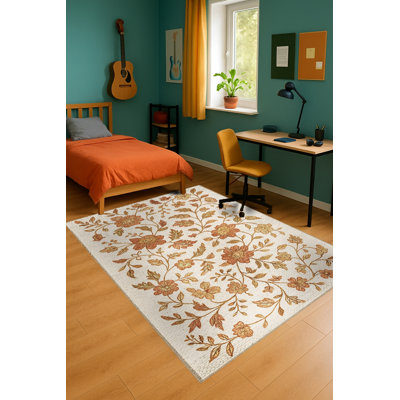 Tapis tissé crème à imprimé tigre Mosso