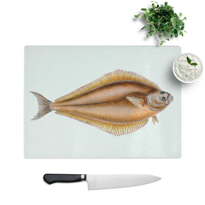 Tempered Glass Atlantic Halibut Fish Chopping Board