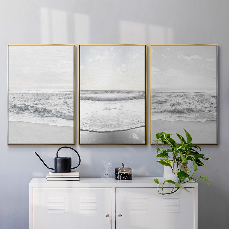 " Gentle Tides I " 3 - Pieces, H 40 po x l 90 po x P 2 po, Or
