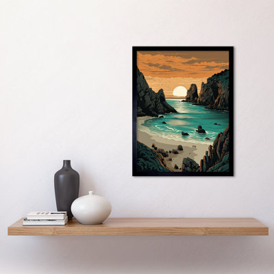 Balmers Porthcurno Beach Sunrise Coastal Landscape - Single Picture Frame Print