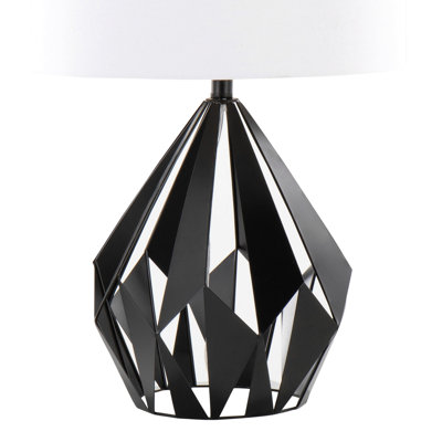 Geome Tri 28" Contemporary Metal Table Lamp In Matte Black With White Linen Shade From Grandview Gallery - Set Of 2
