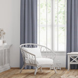Walker Check Indigo/Ivory Cotton Rod Pocket Drapery Panel Set of 2