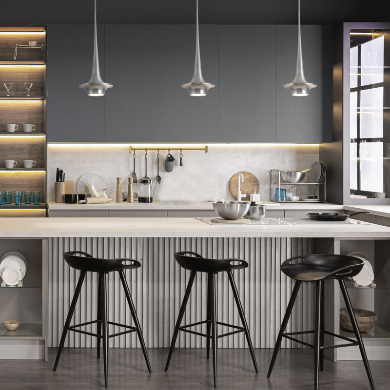Luminaire suspendu conique unique à 1 lumière Hugo Hugo, Nickel brossé