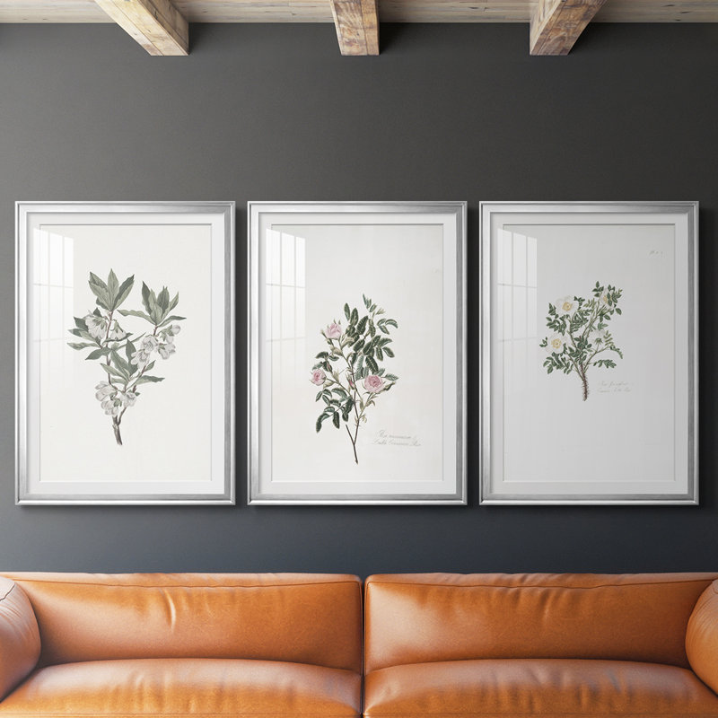 Imprimé floral rétro CCI - impression encadrée sur mesure de qualité supérieure - 3 pièces, H 21 po x l 30 po