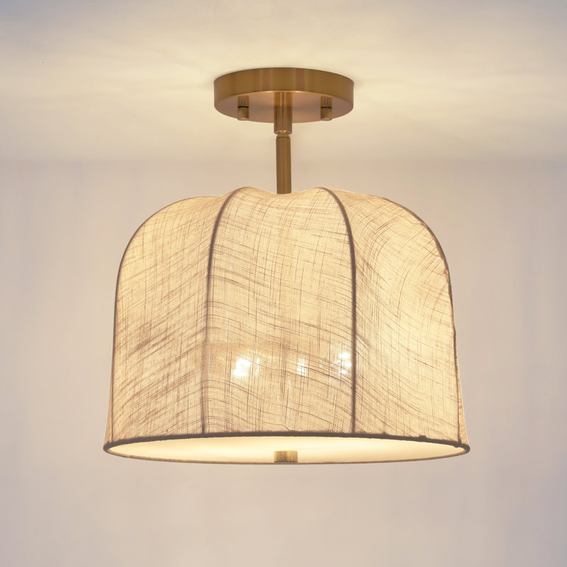 2-Light Fabric Semi-Flush Mount