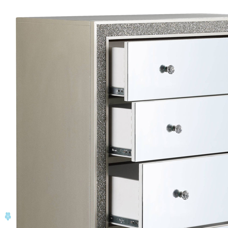 Commode à finition miroir et champagne Sliverfluff
