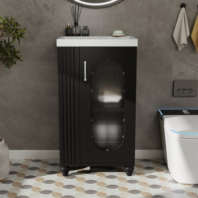 Meuble-lavabo simple avec comptoir en céramique