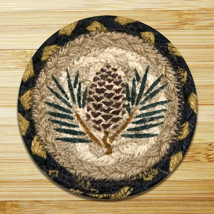  Pinecone Printed Round Coaster – 5" H Eco-Friendly Table Protection