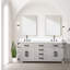 Meuble-lavabo double en chêne blanc 72 po X P 22 po D, dessus en quartz blanc et ensemble de robinet