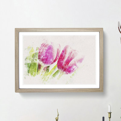 Pair of Pink Tulip Flowers - Framed Print