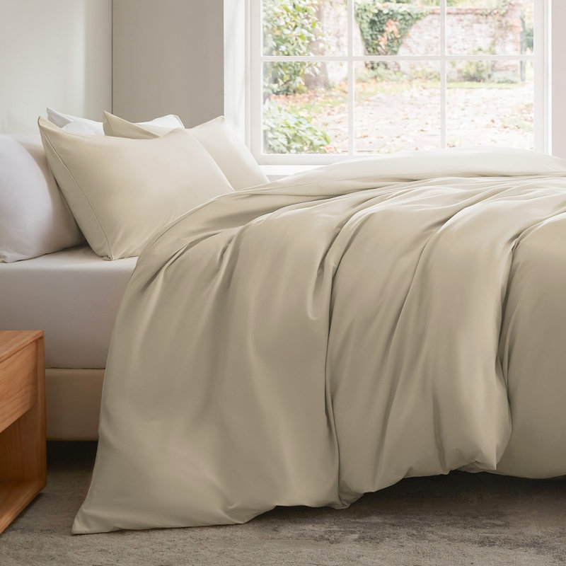 Ensemble de housse de couette réversible en jersey de coton toutes saisons, Grand lit, Huître