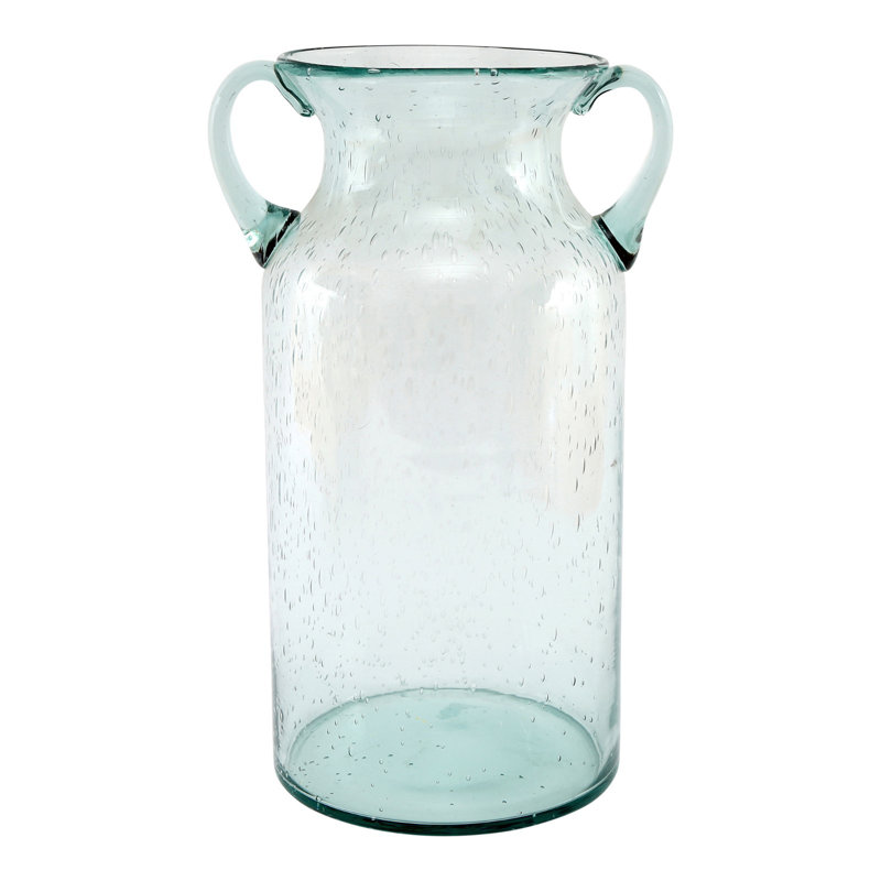 Macedonia Handmade Glass Decorative Urns & Jars, Green, 25cm H x 15cm W x 15cm D