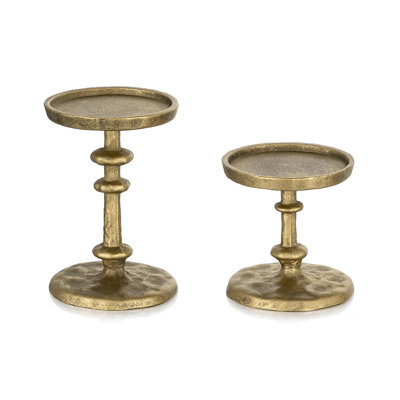 Ensemble de porte-bougies en fonte, bougeoirs en laiton antique pour bougies de 3 po (ensemble de 2)