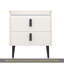 Ensemble de 2 tables de chevet, table de chevet avec 2 tiroirs et plateau de table en marbre, table d'appoint moderne pour la chambre à coucher, table de bout pour le salon, blanc-1195992453-1195992507