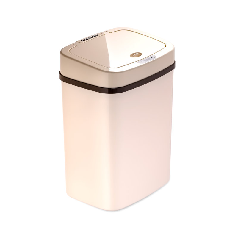 White Plastic Touchless Motion Sensor Trash Can, 3.2 Gallon