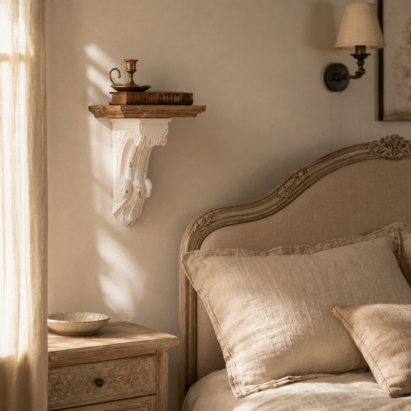 Tablette corbeau en bois Farmhouse, 9.26"W