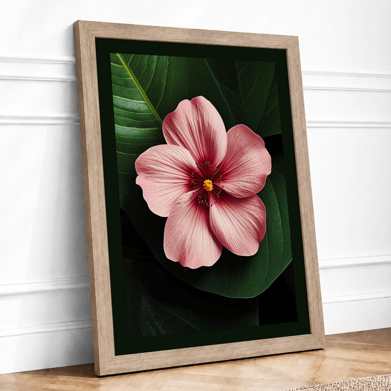 Pink Blossom In Green Botanical - Print, Oak, A3 - 42.0 x 29.7 cm
