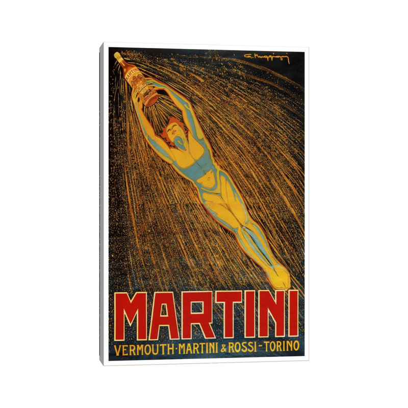 Martini (Vermouth Martini & Rossi) Advertising Vintage Poster 1 Piece Wrapped Canvas Wall Art, 20.32 cm H x 30.48 cm W