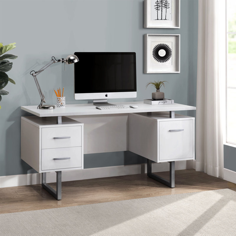 Sunjoy Floating Pedestal Desk, Modern Home Office Large Desk Work Station