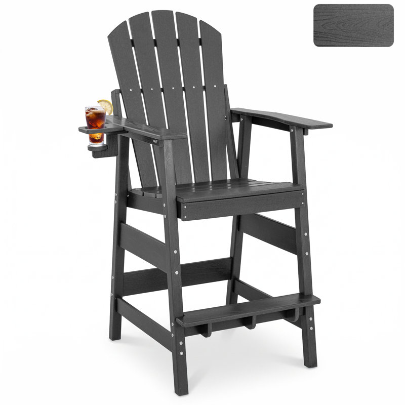 Valjean Outdoor Tall Adirondack Chair, Gray